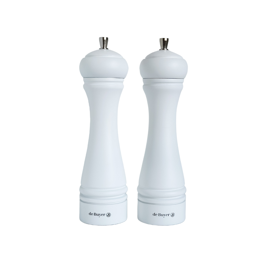 White Java Wood Salt and Pepper Spice Mill - Pair