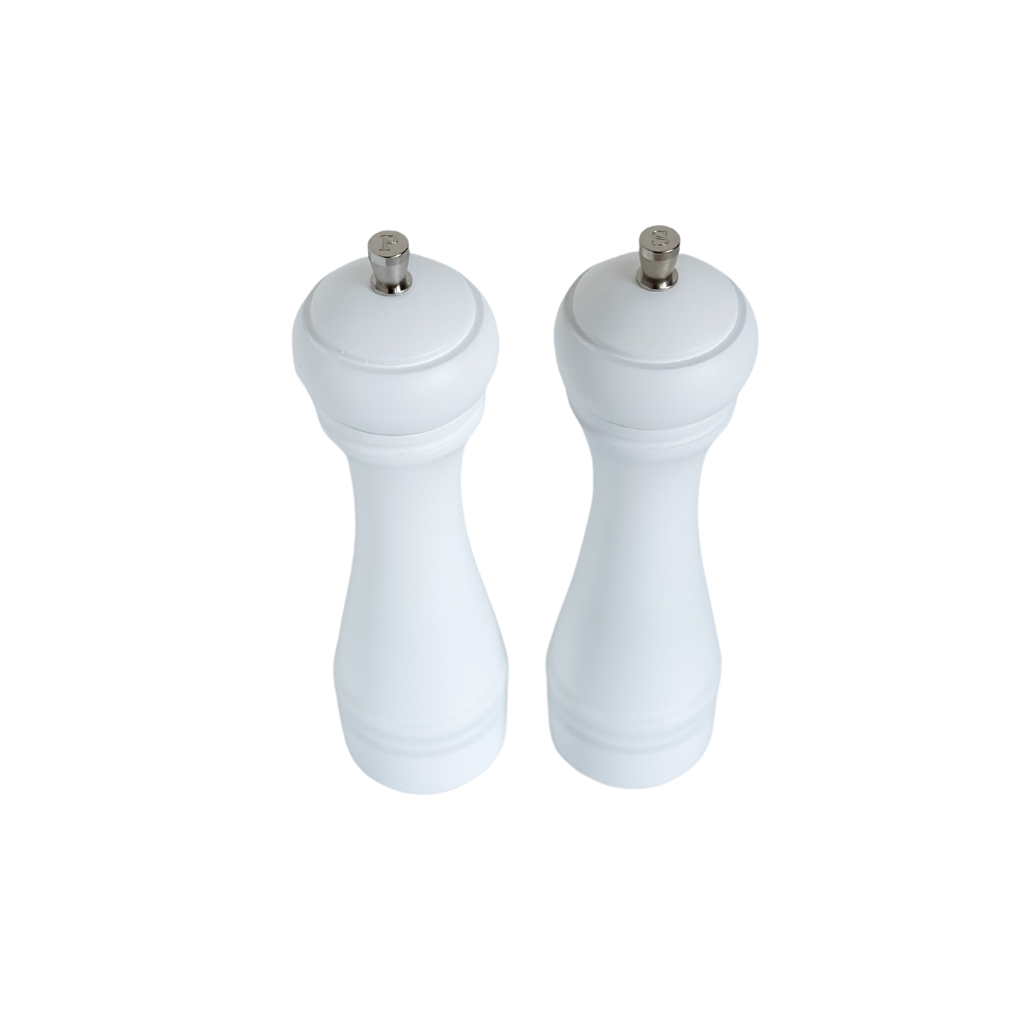 White Java Wood Salt and Pepper Spice Mill - Pair