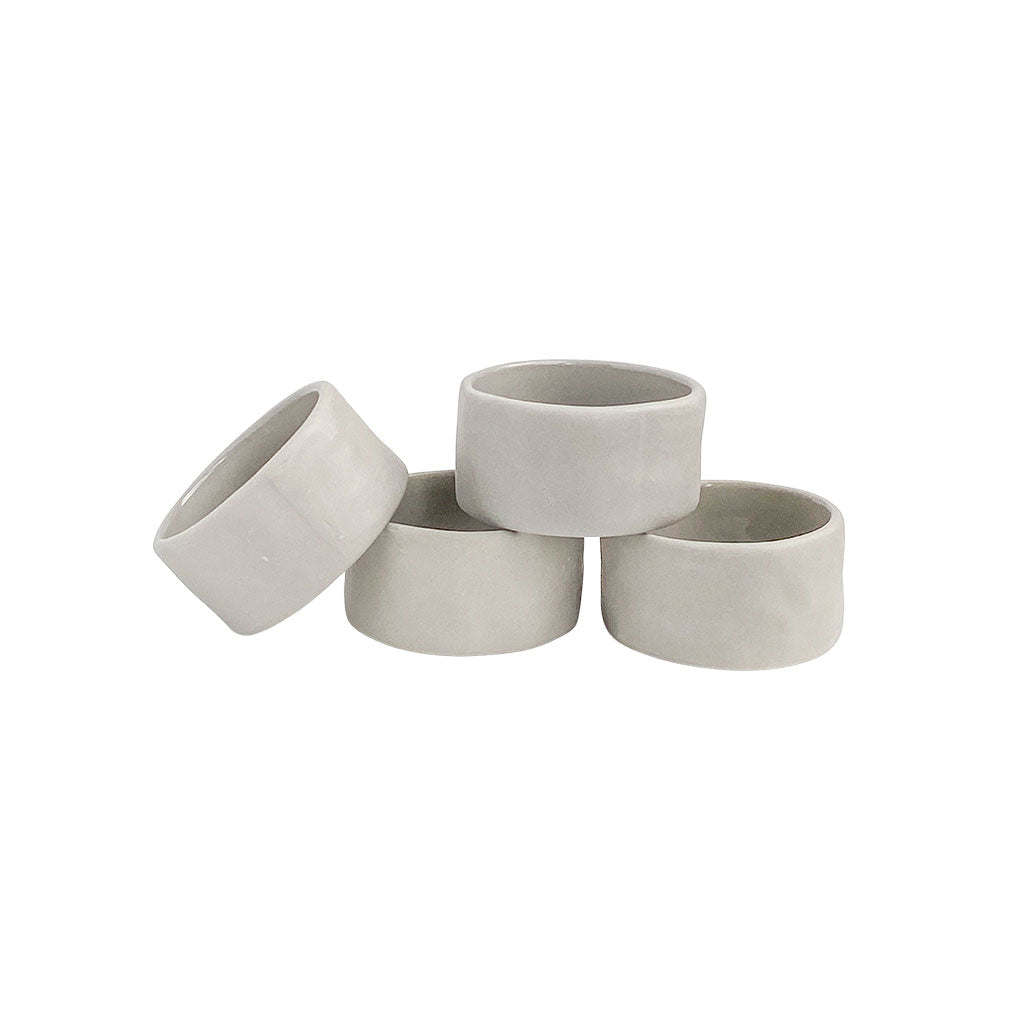 Lam Stoneware Napkin Ring Set - Grey