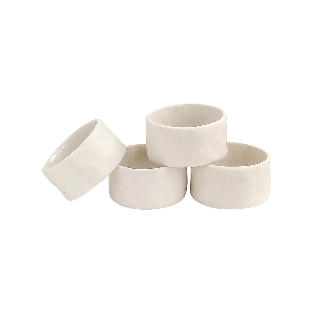 Lam Stoneware Napkin Ring Set - White